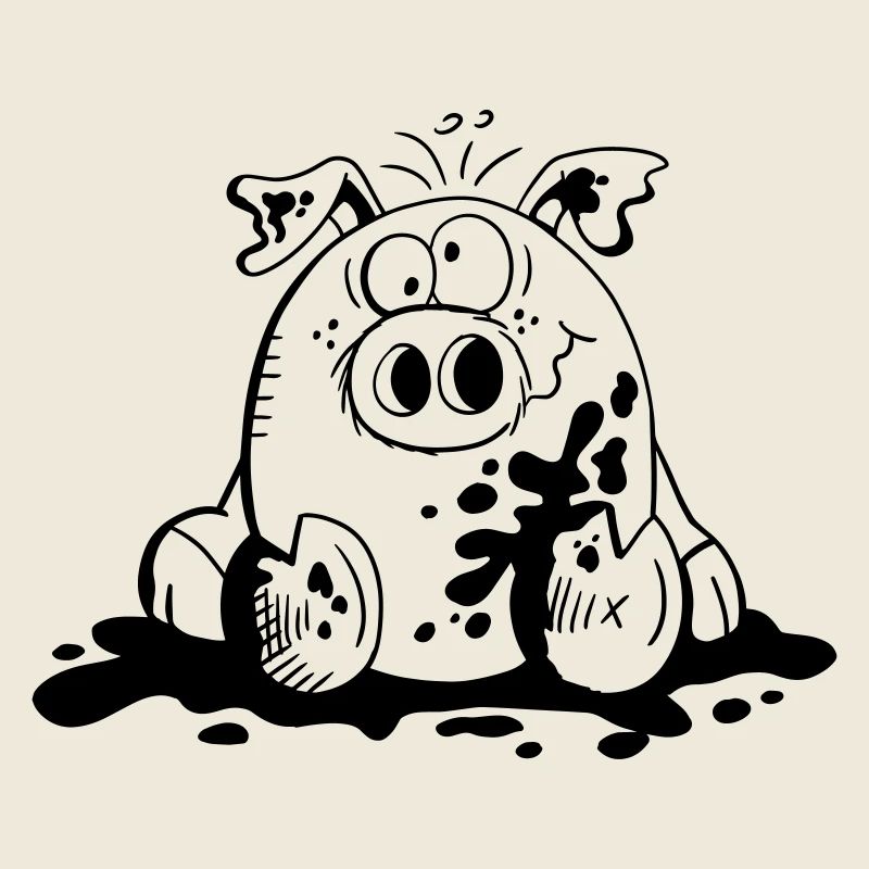 Cochon dans la boue - Cochons - Cadeau