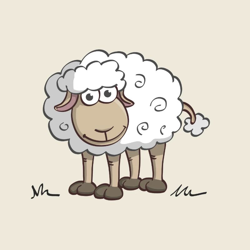 Cheerful illustration of a smiling sheep
