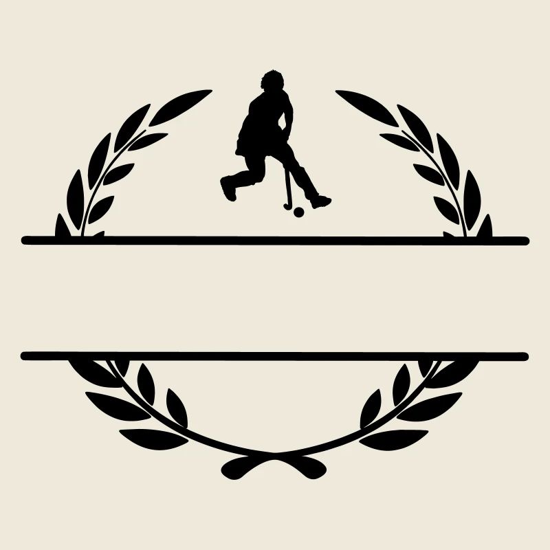 Hockey lady in laurel wreath monogram