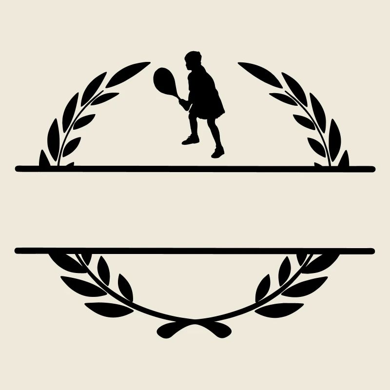 Tennisspieler im Lorbeerkranz-Monogramm