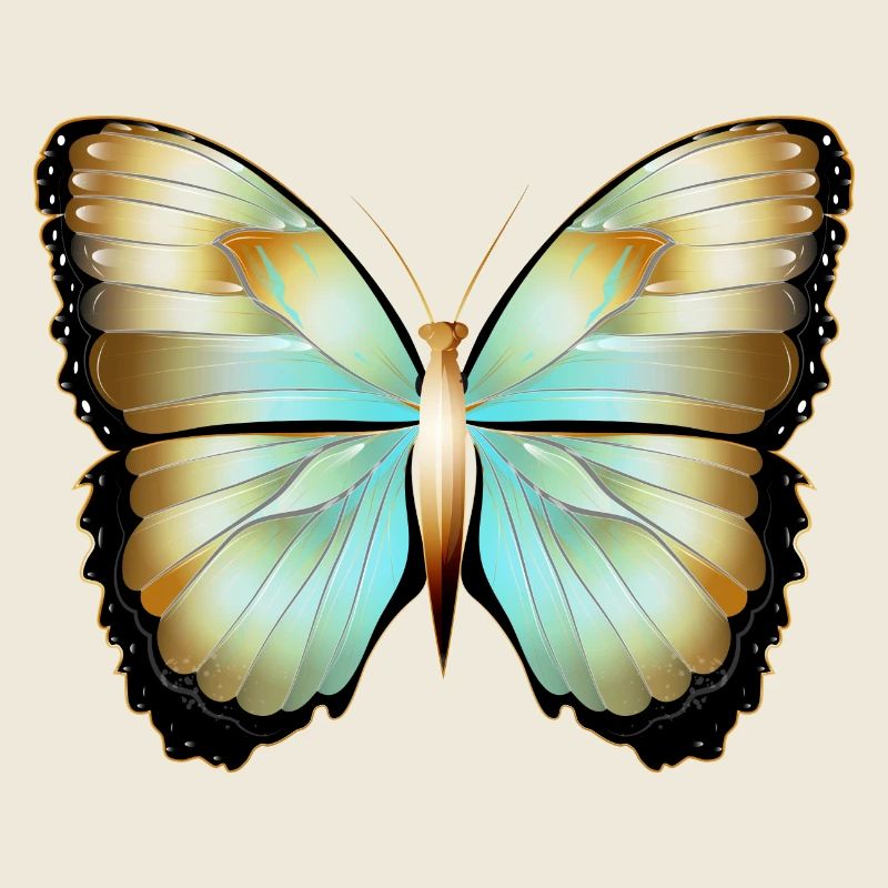 Papillon scintillant en or dessiné à la main