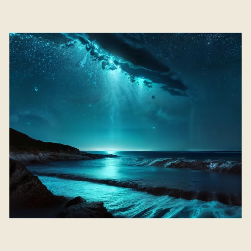 Water Night Blue Light Play Sea