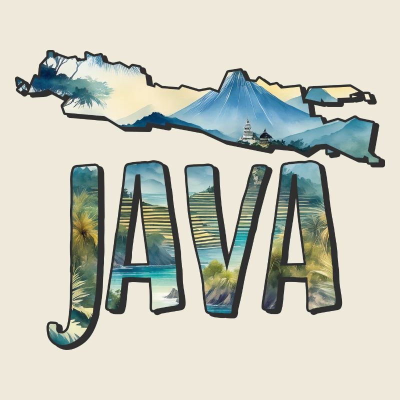 Aquarell Landkarte Java