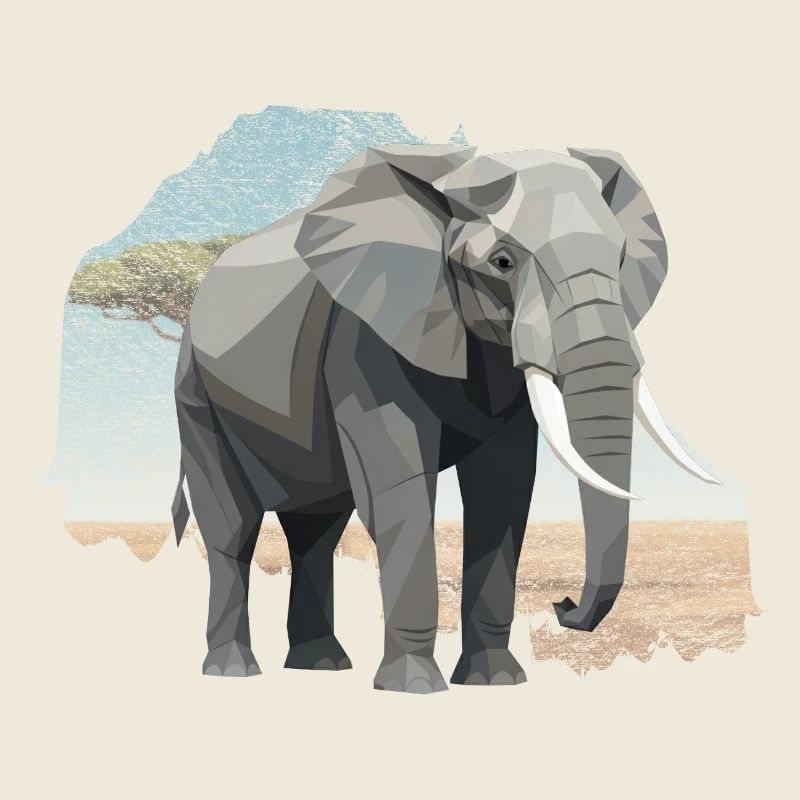Geometrischer Elefant im Savannenstil