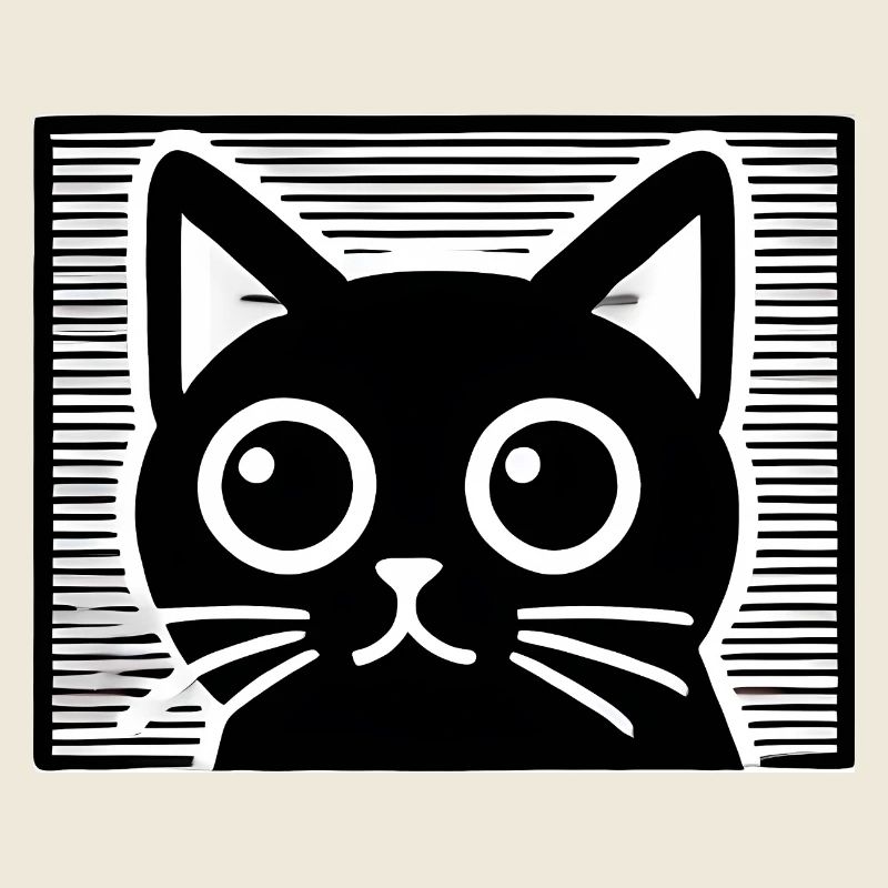 Bold Black Cat Line Art Design