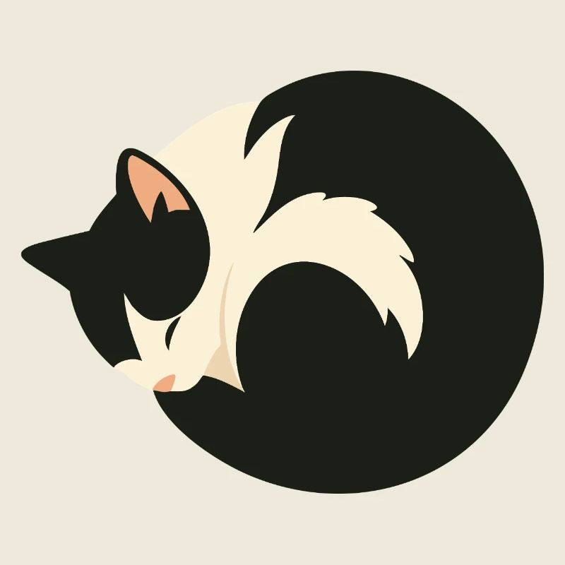 Chat endormi mignon dans un style minimaliste