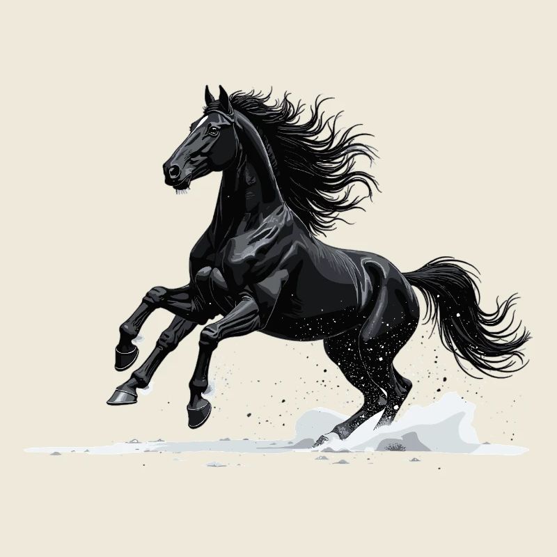 Galop noir : cheval en mouvement