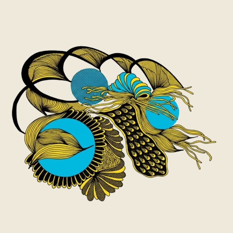 Goldene Koi mit Blaue Kreise