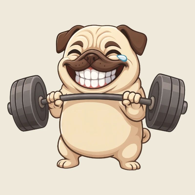 Pug With Dumbbell Fitness Workout Bodybuilder