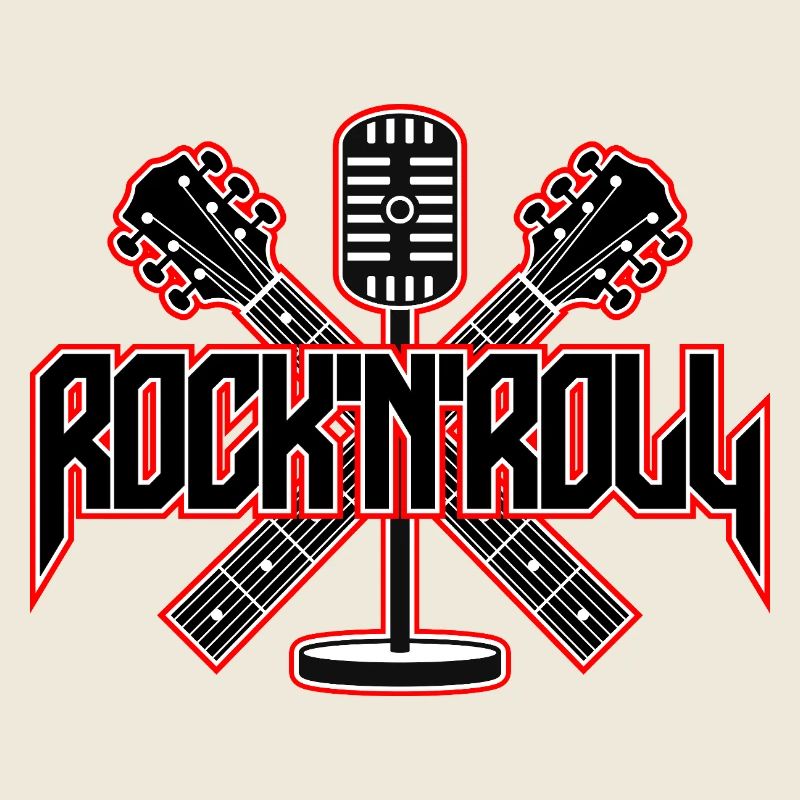 Emblème du micro et guitares RocknRoll