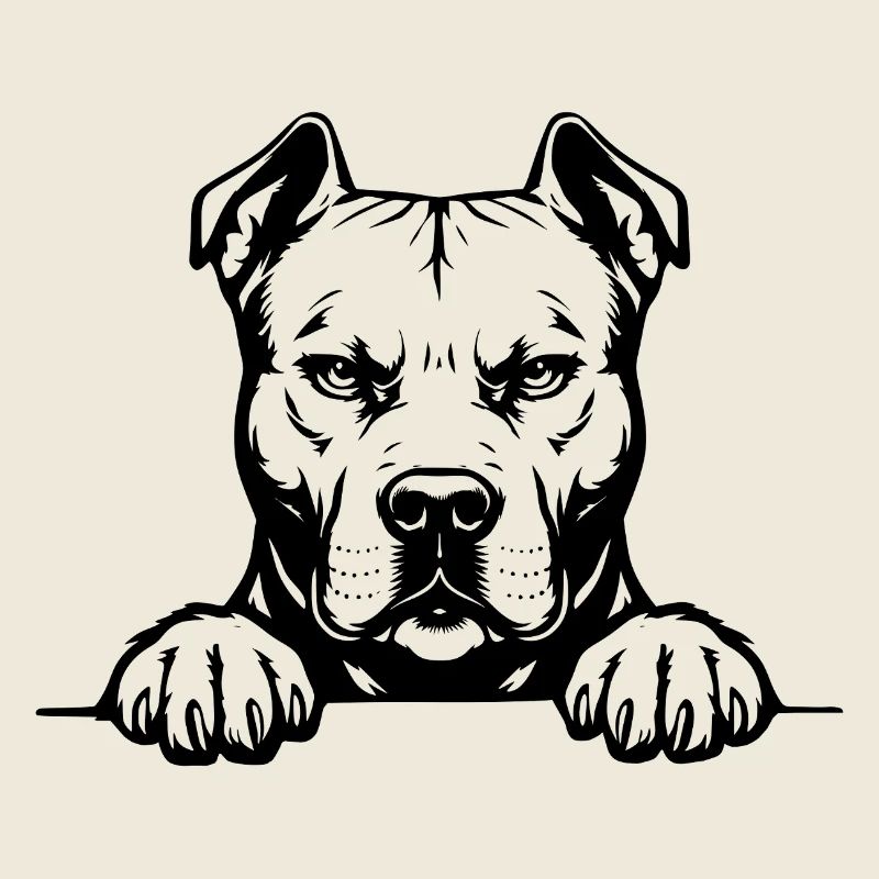 Pitbull Kopf mit Pfoten