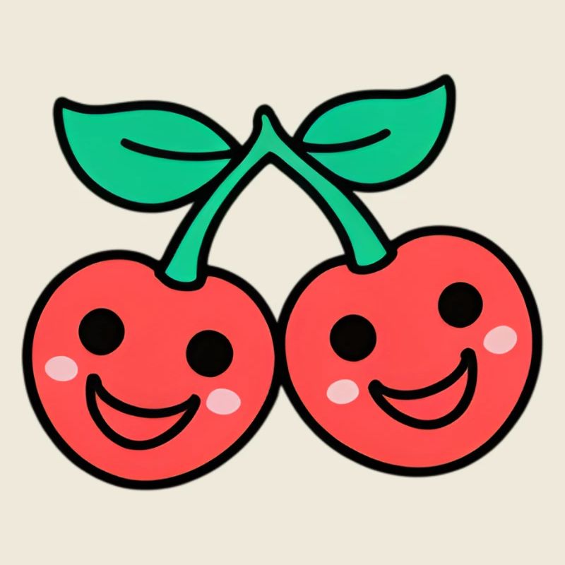 Duo cerise de style kawaii