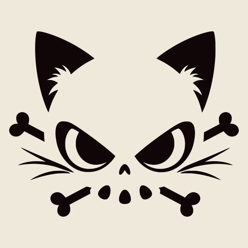 Katzen Totenkopf | Minimal Skull & Bones Motiv