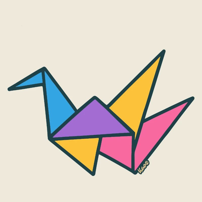 Bunter Origami-Kranich