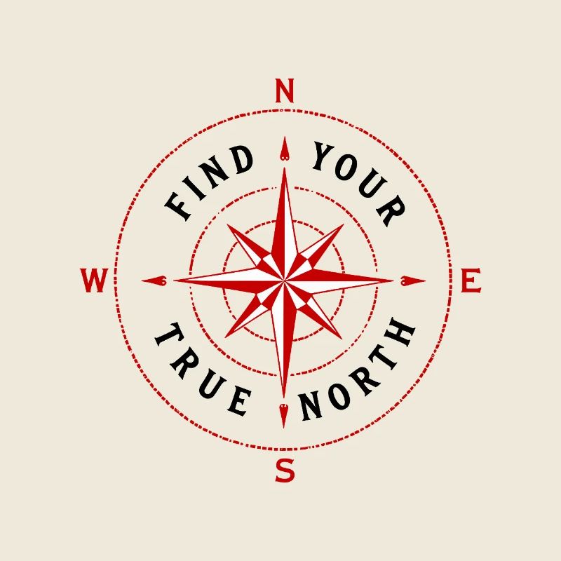 Find Your True North Kompass Kompassrose Symbol