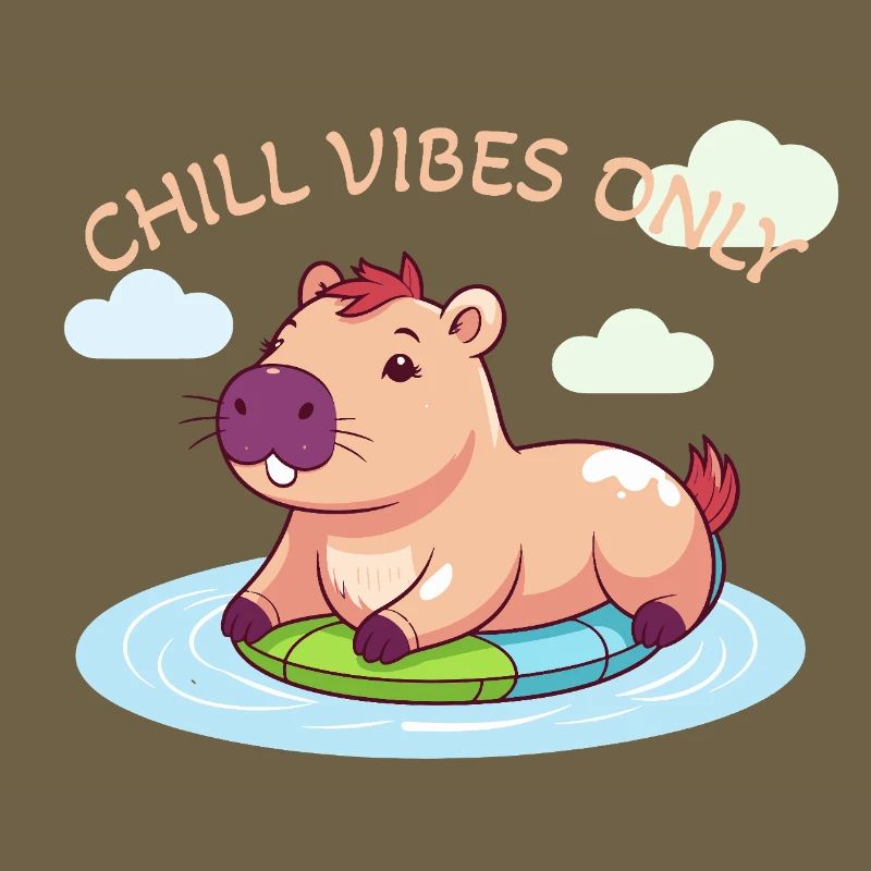 Capybara mignon - Capybara sur planche de surf