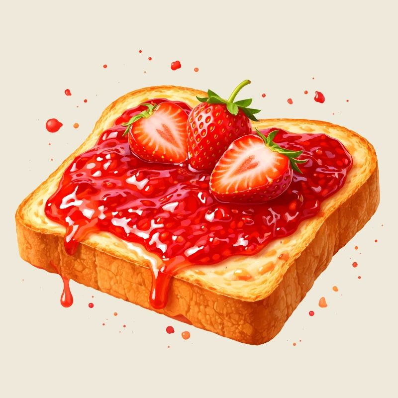 Toast mit Erdbeermarmelade Illustration