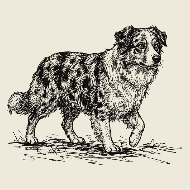 Australian Shepherd Sketch – Hund Design