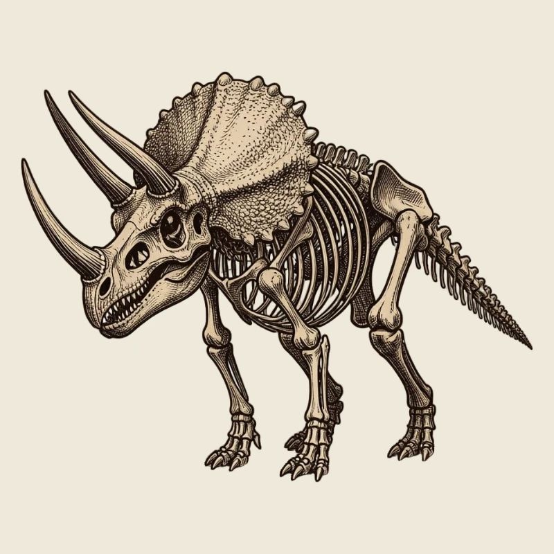 Skeleton Triceratops Illustration