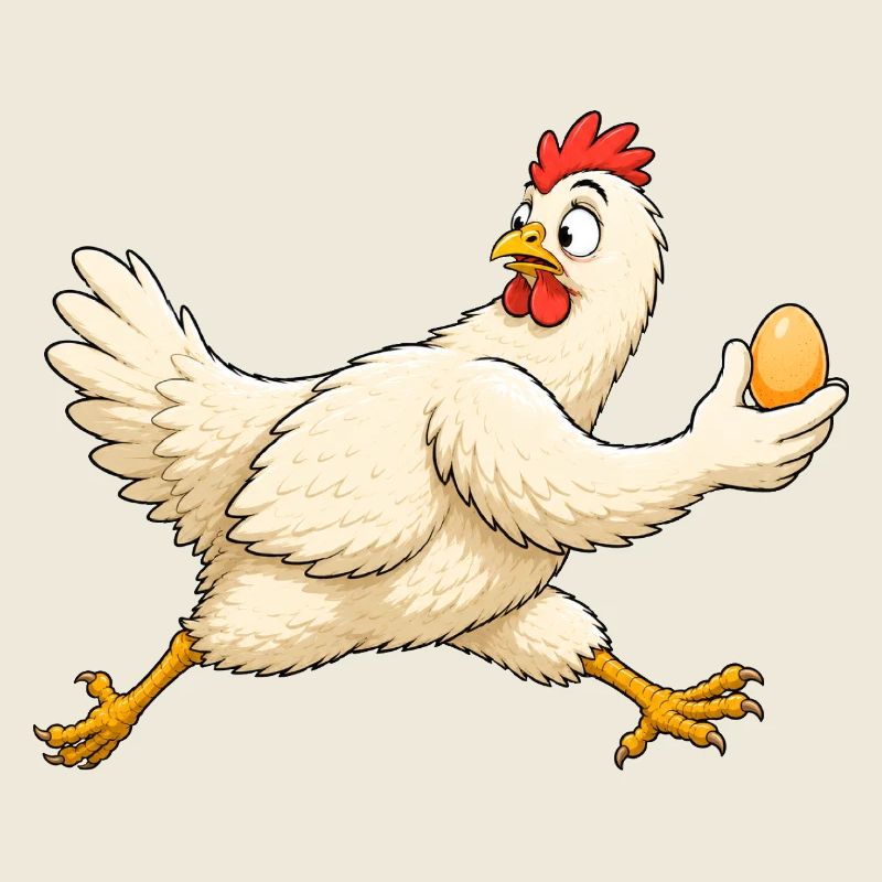 Huhn bringt das Ei in Sicherheit