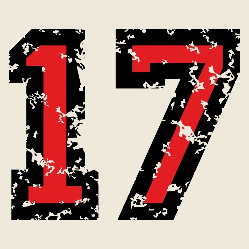 Zahl 17 - Nummer 17 (Vintage Rot) Nr.17
