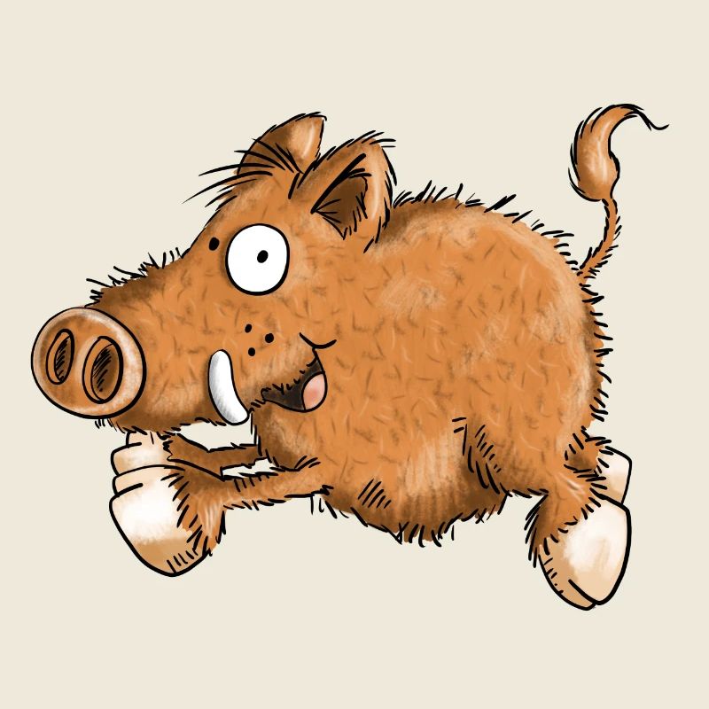 Running Wild Boar - Pig - Cartoon - Gift
