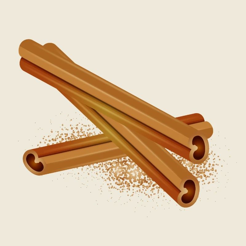 Three nice cinnamon sticks with cinnamon powder