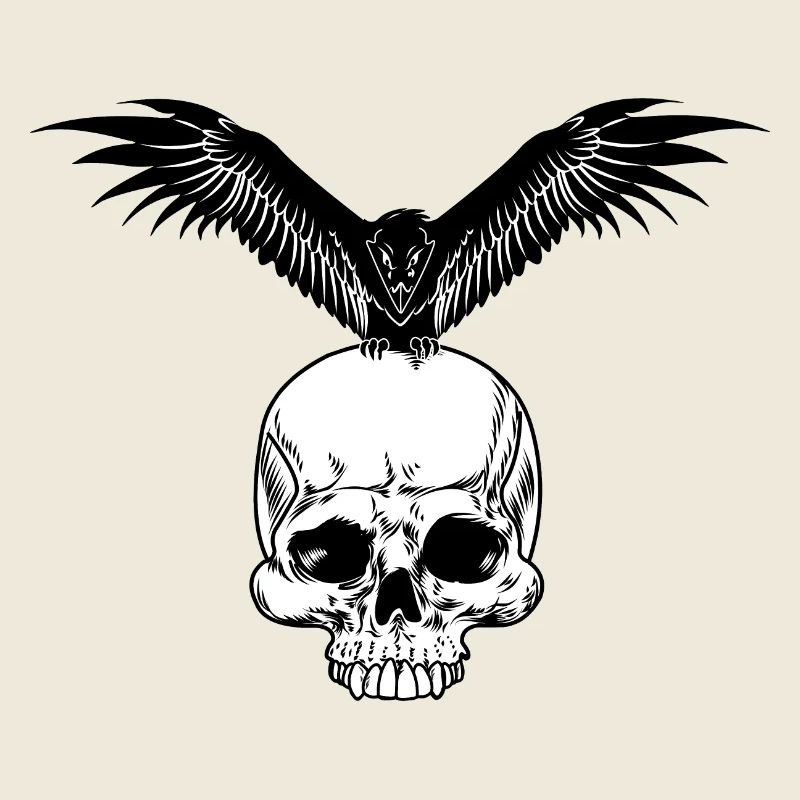 Skull with crow