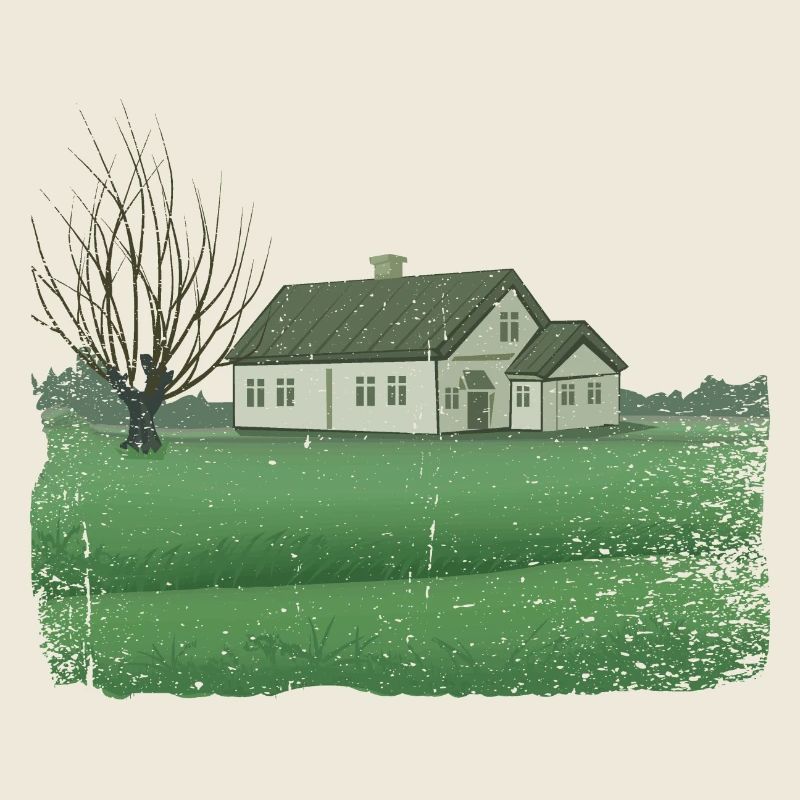 House with bare tree dirty effect