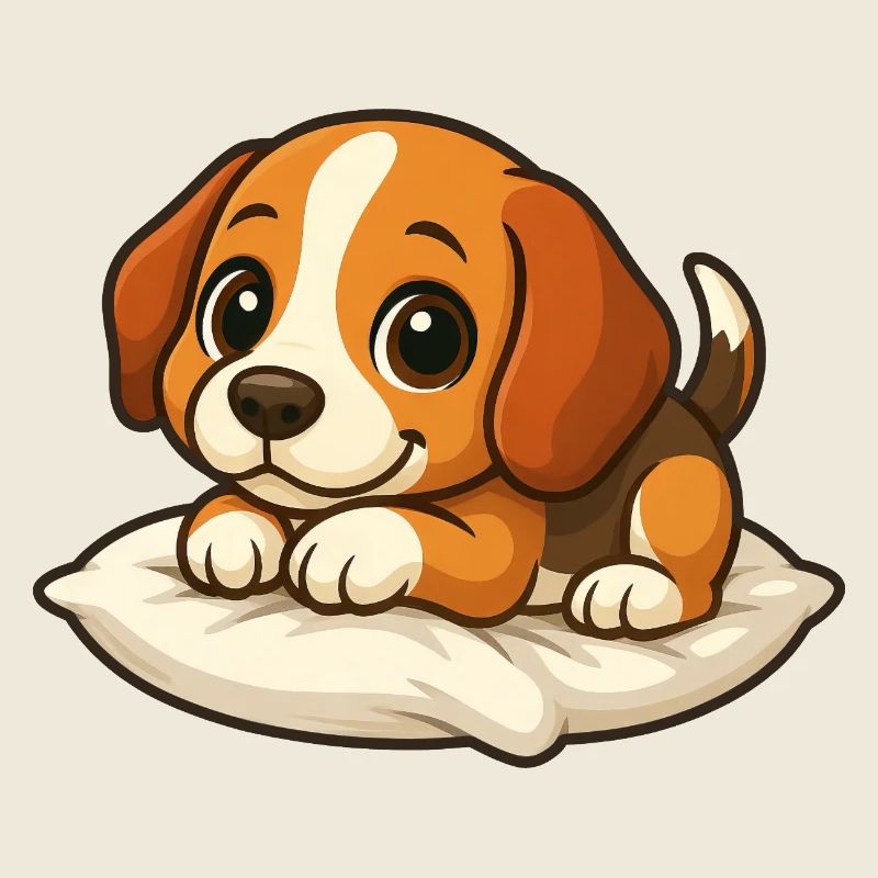Mignon Beagle Dessin animé Couché Câlin relaxant