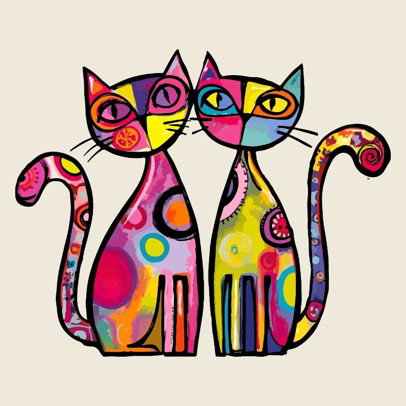 Chats Couple Coloré