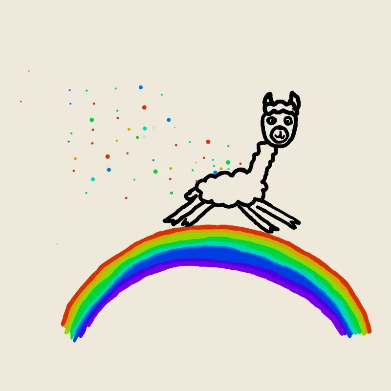 Rainbow Alpaca Confetti Pattern