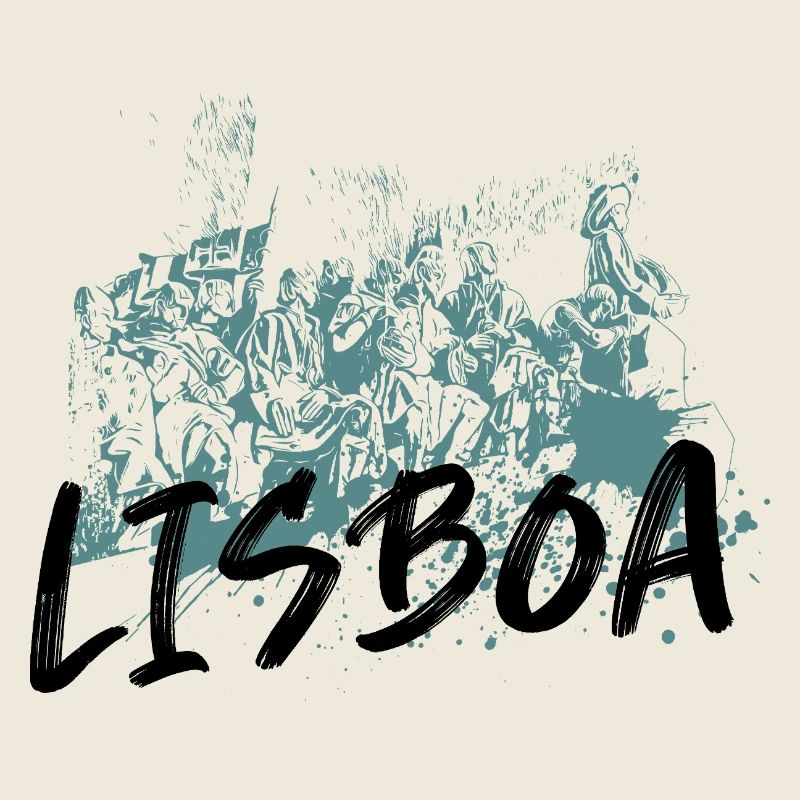 Monument Découvertes Lisbonne illustration bleue