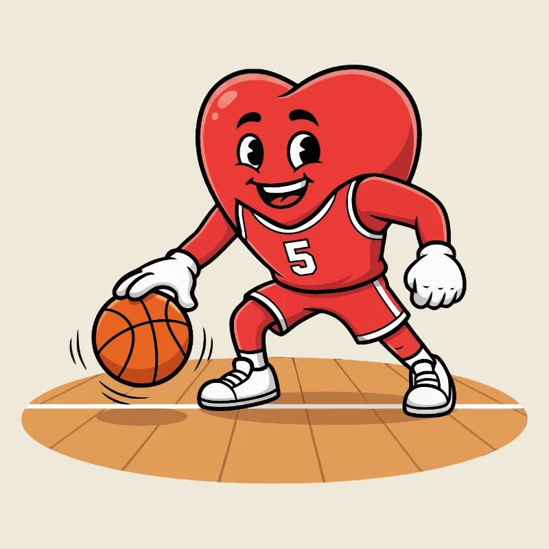 Mascotte de basketteur en maillot rouge
