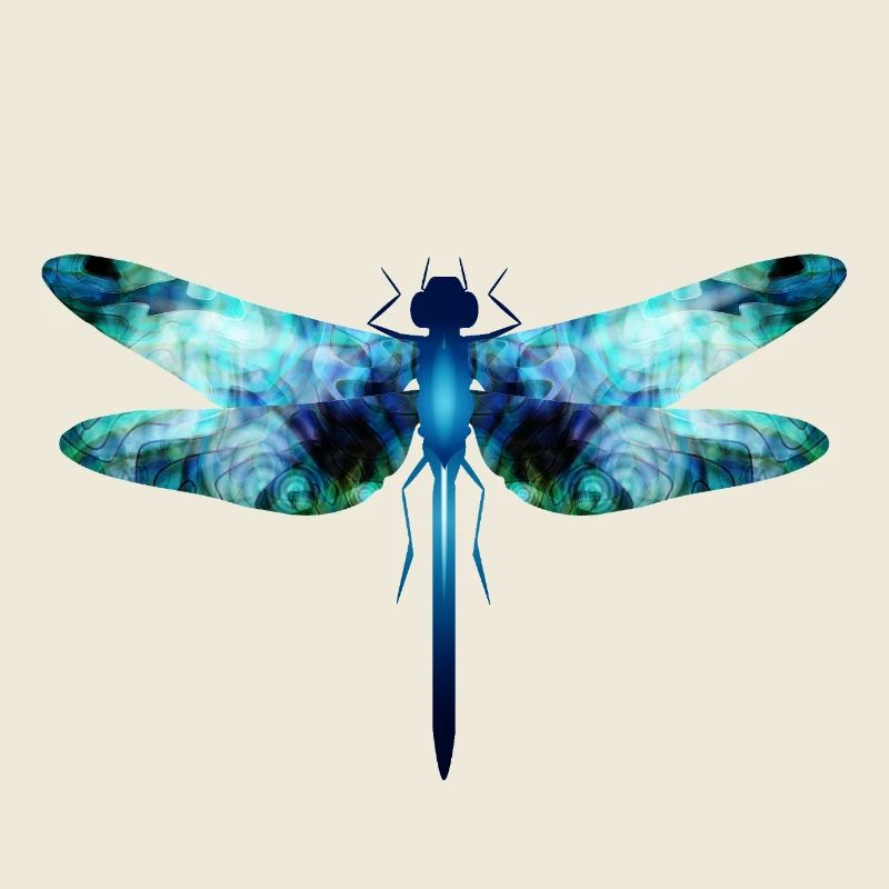 Iridescent dragonfly in blue-green shades