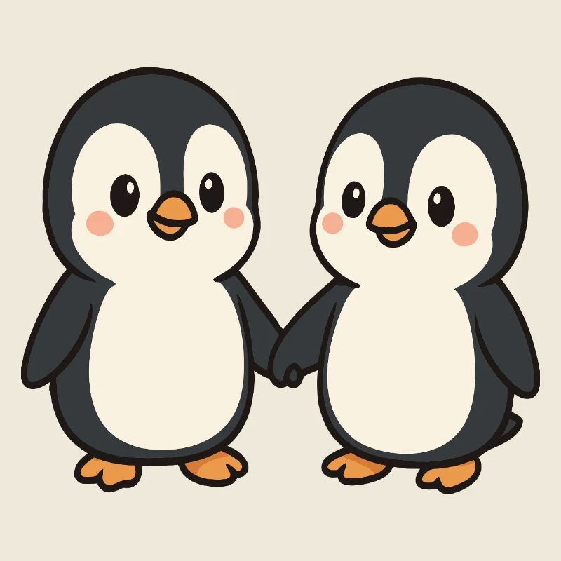 Zwei Pinguine Händchenhaltend