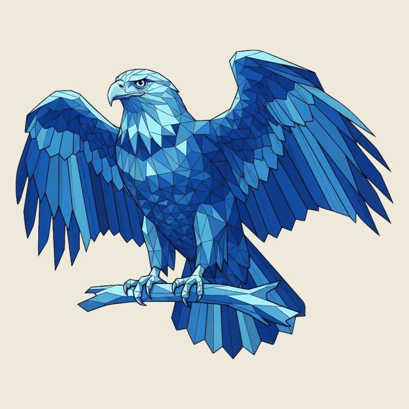 Aigle bleu géométrique avec épée