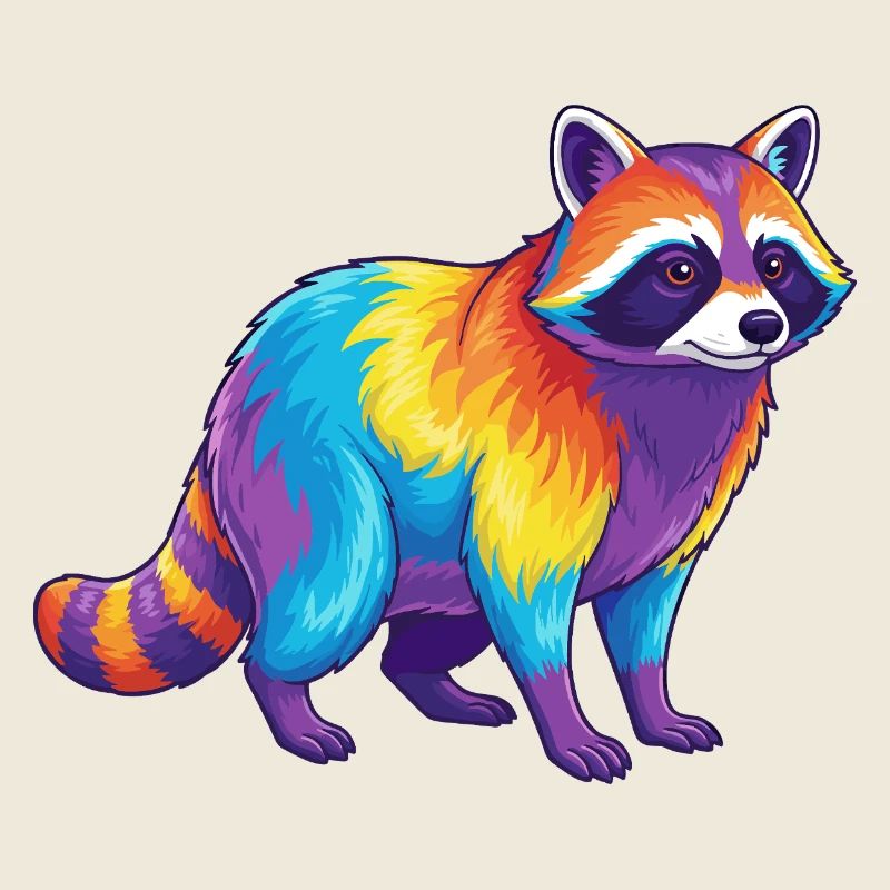 Bunter Waschbär-Regenbogen-Pop-Art-Aquarell