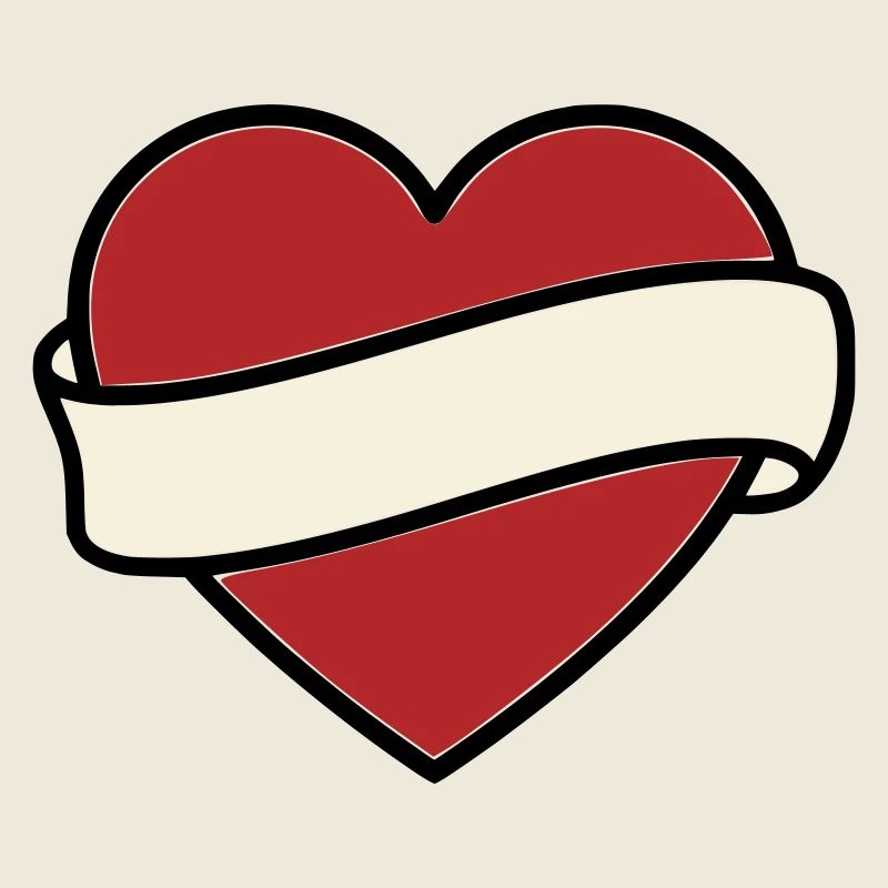 Tattoo Heart Banner Scroll Vector