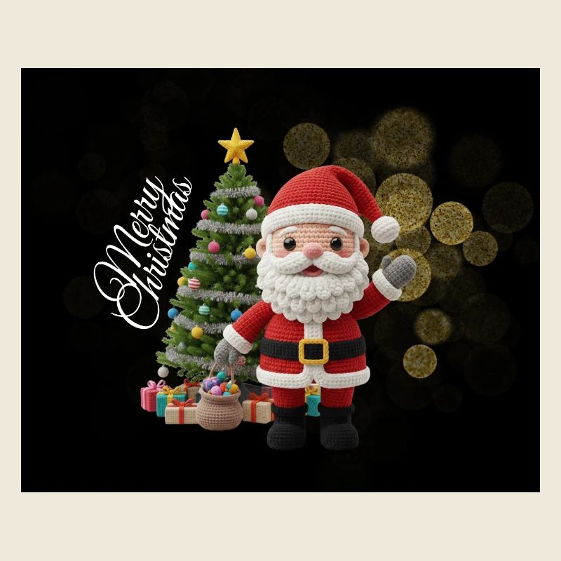 Gestrickter Santa mit Weihnachtsbaum