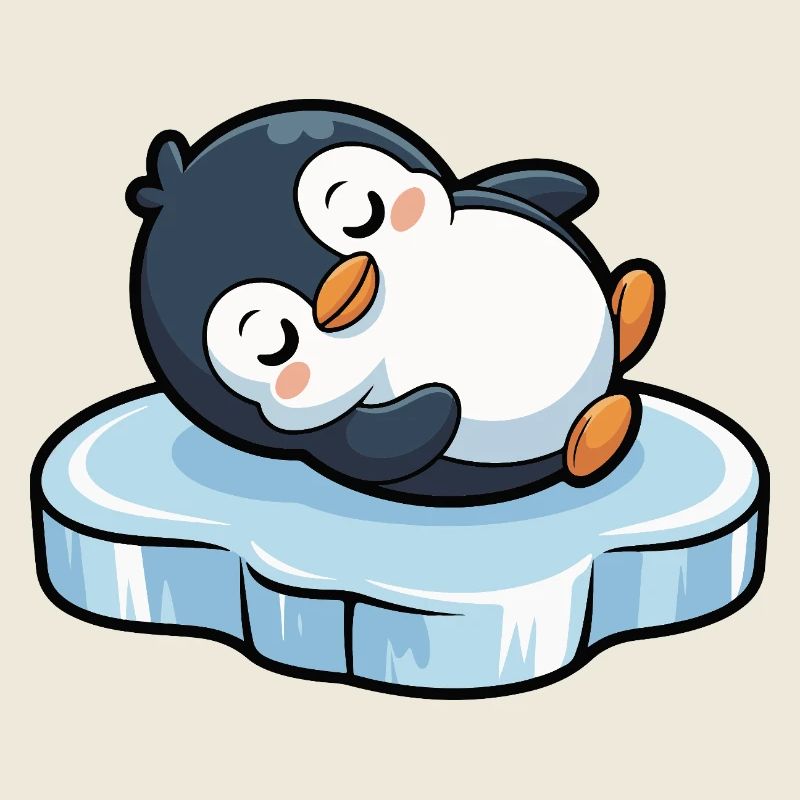 Manchot endormi sur la glace