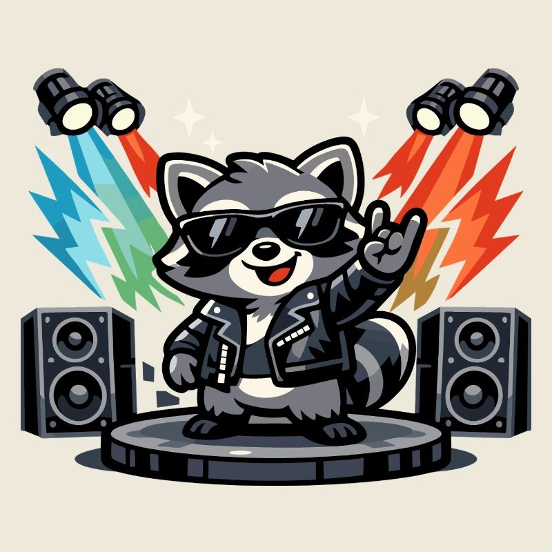 Retro Waschbär Rock – Musik Geschenk