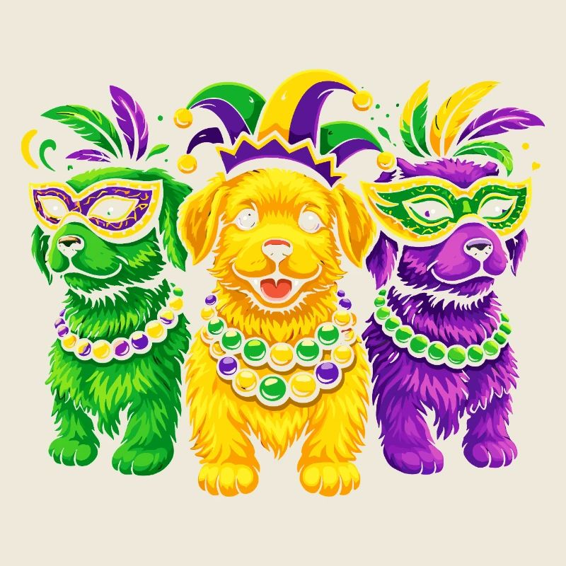 Chiens de carnaval : Trio de perles de Mardi Gras