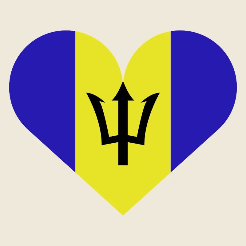 Drapeau de la Barbade avec cœur