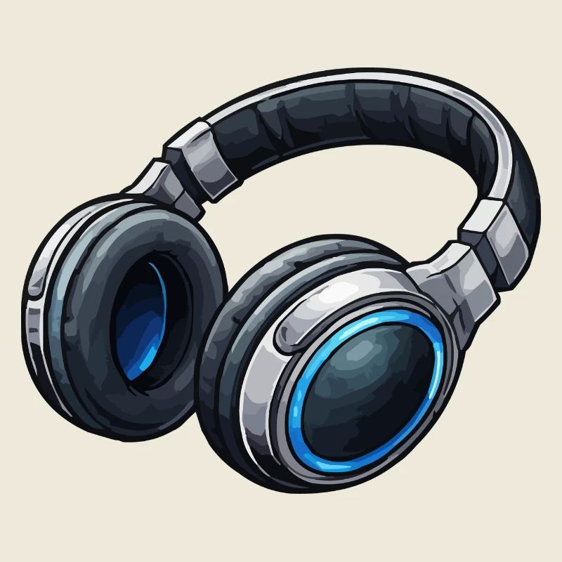Headphones Neon Blue