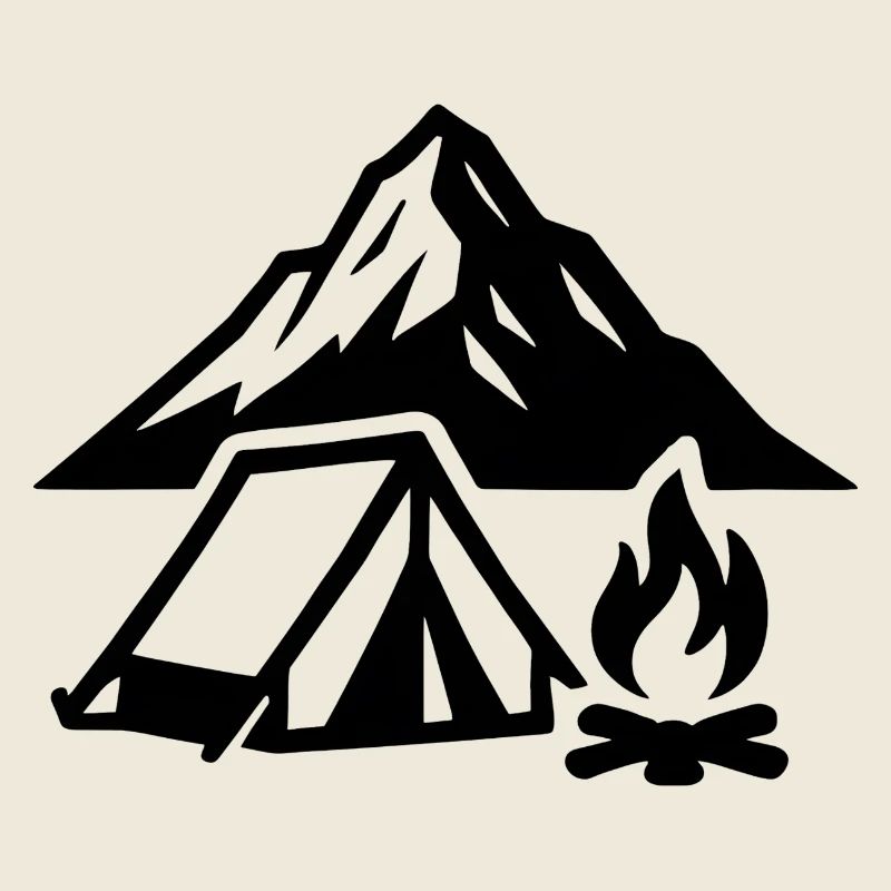 Mountain camp by the fire