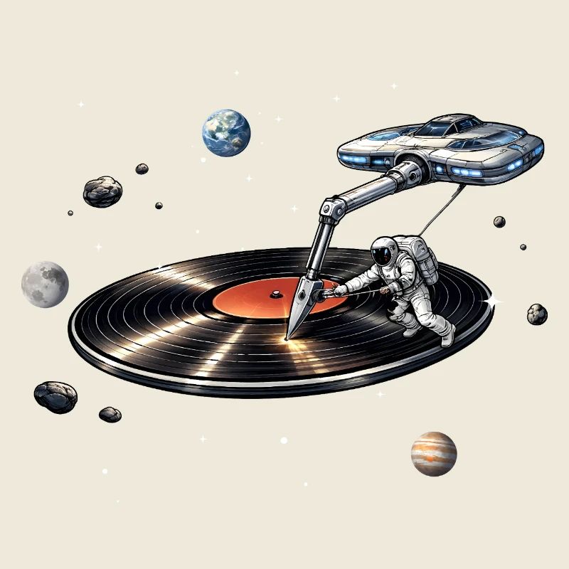 Astronaut as a plate needle in space