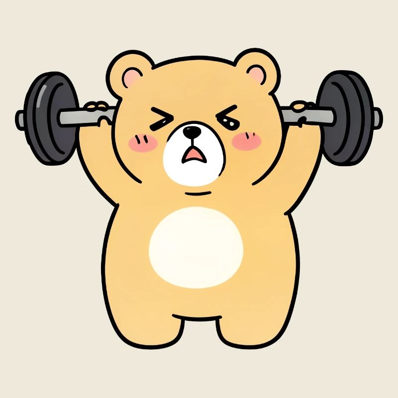 Kawaii Bear soulève des poids