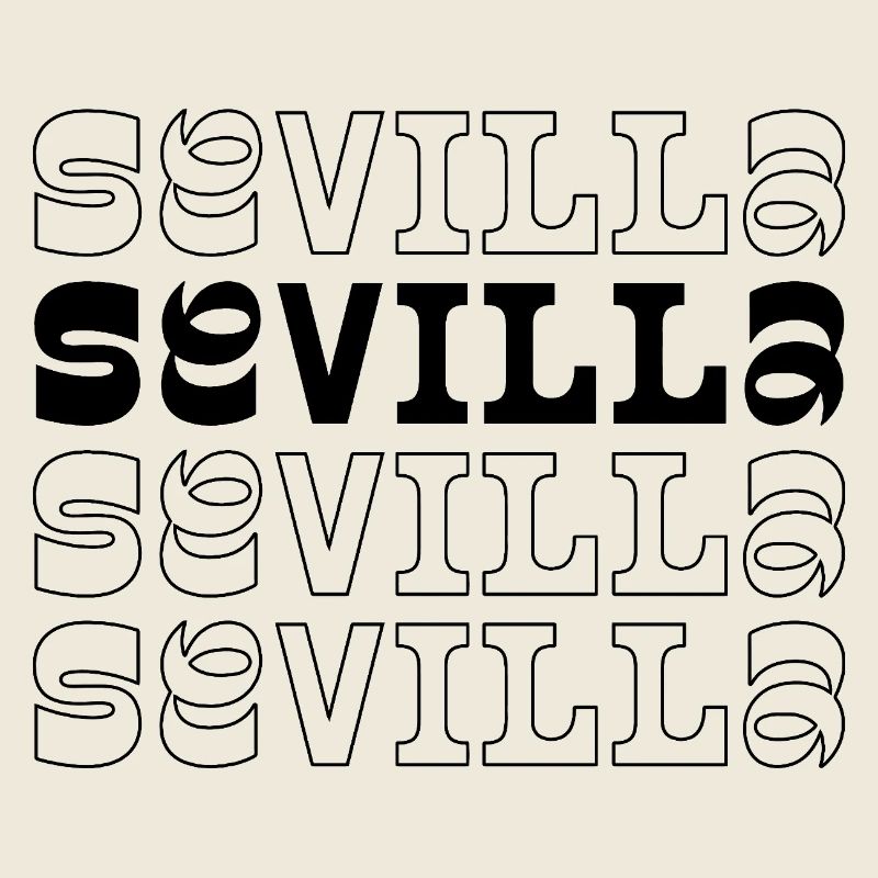 Sevilla Spanish City Repeated Typography logo