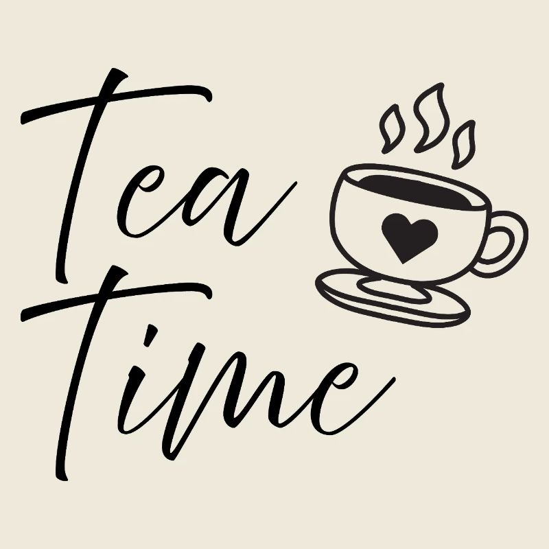 Tea Time Script Quote Cute Coffee Cup Design